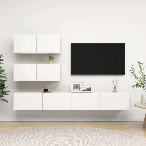 Ensemble de meubles TV 4 pcs-Banc TV-Meuble Télé Blanc Bois d'ingénierie 832377 (1/5)