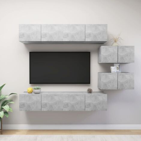 Ensemble de meubles TV 6 pcs-Banc TV-Meuble Télé Gris béton Bois d'ingénierie 816027 (1/5)