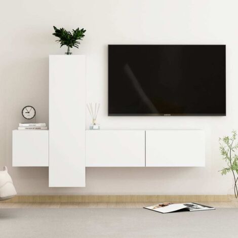 Ensemble de meubles TV 3 pcs-Banc TV-Meuble Télé Blanc Bois d'ingénierie 384022 (1/5)