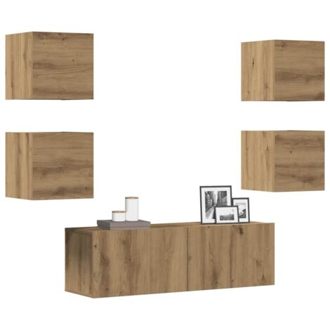 Ensemble de meuble TV mural 5 pcs-Banc TV-Meuble Télé chêne artisanal 826723 (1/5)