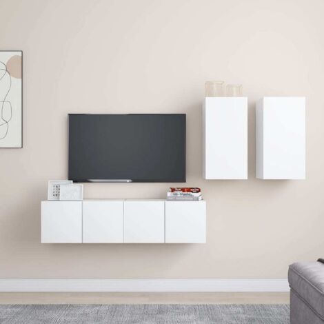 Ensemble de meubles TV 4 pcs-Banc TV-Meuble Télé Blanc Bois d'ingénierie 944961 (1/5)