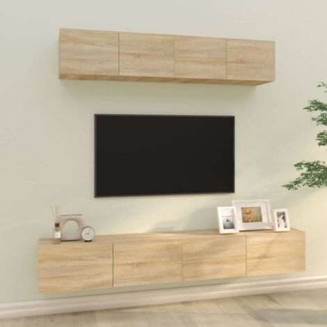 Ensemble de meubles TV 4 pcs-Banc TV-Meuble Télé Chêne sonoma Bois d'ingénierie 985131 (1/5)