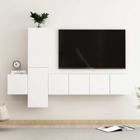 Ensemble de meubles TV 5 pcs-Banc TV-Meuble Télé Blanc Bois d'ingénierie 103038 (1/5)