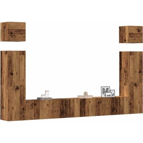 Ensemble de meuble TV mural 6 pcs-Banc TV-Meuble Télé vieux bois bois d'ingénierie 667445 (1/5)