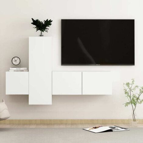 Ensemble de meubles TV 3 pcs-Banc TV-Meuble Télé Blanc Bois d'ingénierie 342330 (1/5)