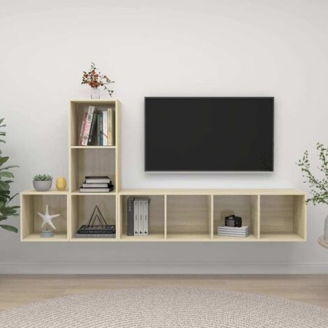 Ensemble de meuble TV 3 pcs-Banc TV-Meuble Télé Chêne sonoma Bois d'ingénierie 396478 (1/5)