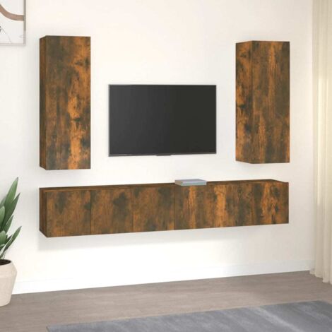 Ensemble de meubles TV 5 pcs-Banc TV-Meuble Télé Chêne fumé Bois d'ingénierie 958170 (1/5)