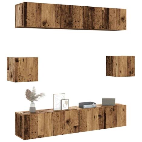 Ensemble de meuble TV mural 6 pcs-Banc TV-Meuble Télé vieux bois bois d'ingénierie 715454 (1/5)