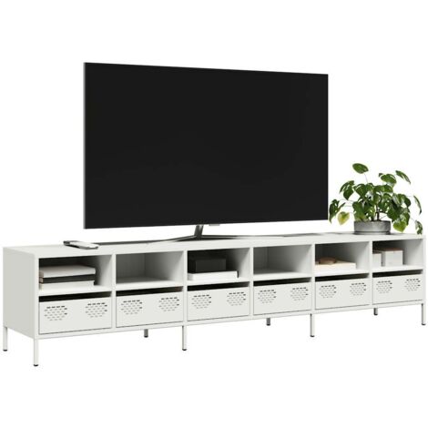 Meuble TV-Banc TV-Meuble Télé blanc 202x39x43,5 cm acier laminé à froid 940452 (1/5)