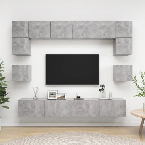 Ensemble de meubles TV 8 pcs-Banc TV-Meuble Télé Gris béton Bois d'ingénierie 914546 (1/5)