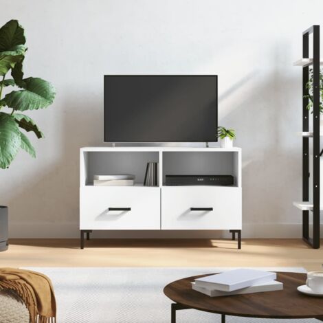 Meuble TV-Banc TV-Meuble Télé Blanc 80x36x50 cm Bois d'ingénierie 305744 (1/5)