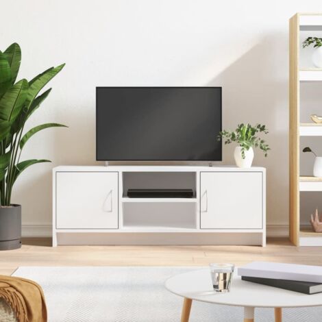 Meuble TV-Banc TV-Meuble Télé blanc 102x30x37,5 cm bois d'ingénierie 640469 (1/5)