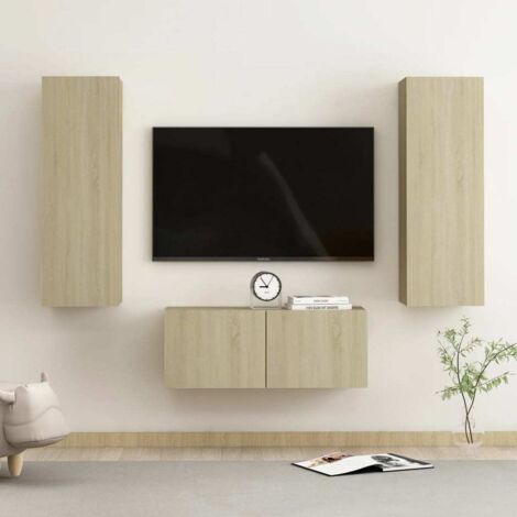 Ensemble de meubles TV 3 pcs-Banc TV-Meuble Télé Chêne sonoma Bois d'ingénierie 517187 (1/5)