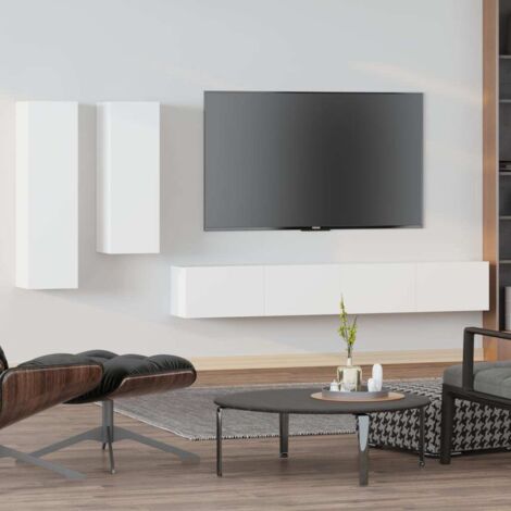 Ensemble de meubles TV 4 pcs-Banc TV-Meuble Télé Blanc Bois d'ingénierie 171825 (1/5)