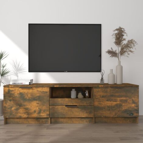 Meuble TV-Banc TV-Meuble Télé Chêne fumé 140x35x40 cm Bois d'ingénierie 788889 (1/5)