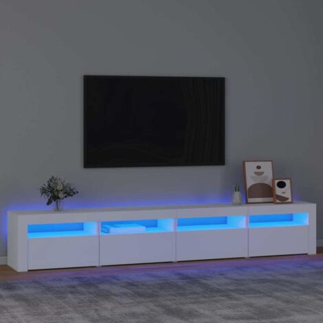 Meuble TV avec LED-Banc TV-Meuble Télé avec lumière LED Blanc 240x35x40 cm 347589 (1/5)