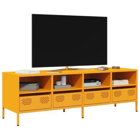 Meuble TV-Banc TV-Meuble Télé jaune moutarde 135x39x43,5 cm acier laminé à froid 369287 (1/5)