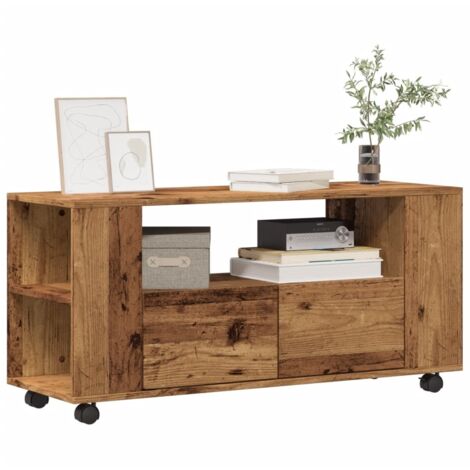 Meuble TV avec roulettes-Banc TV-Meuble Télé vieux bois bois d'ingénierie 820044 (1/5)