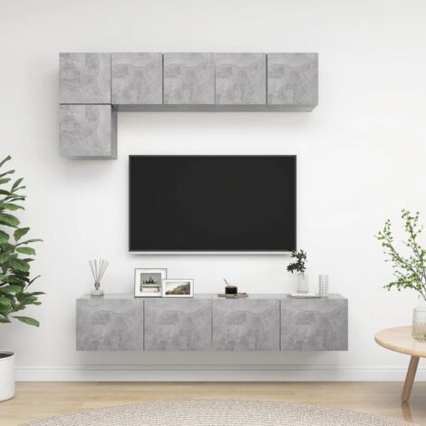Ensemble de meubles TV 5 pcs-Banc TV-Meuble Télé Gris béton Bois d'ingénierie 433330 (1/5)