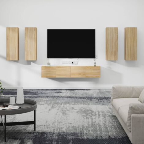 Ensemble de meubles TV 6 pcs-Banc TV-Meuble Télé Chêne sonoma Bois d'ingénierie 217290 (1/5)
