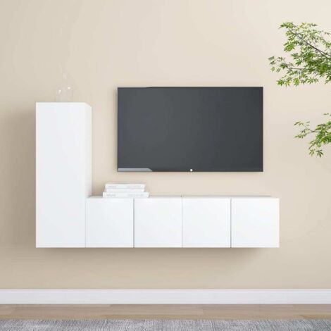 Ensemble de meubles TV 3 pcs-Banc TV-Meuble Télé Blanc Bois d'ingénierie 113756 (1/5)