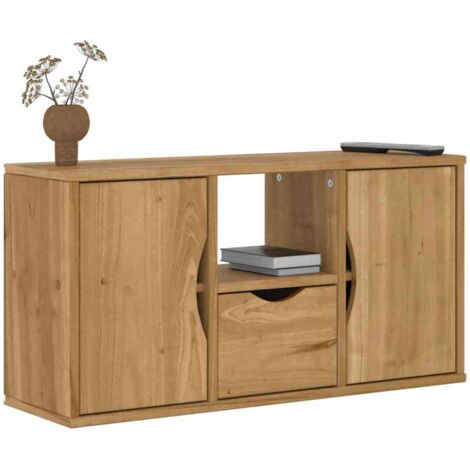Meuble TV avec tiroir-Banc TV-Meuble Télé ODDA 79x24x40 cm bois massif pin 252977 (1/5)