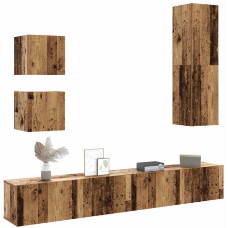 Ensemble de meuble TV mural 5 pcs-Banc TV-Meuble Télé vieux bois bois d'ingénierie 225277 (1/5)
