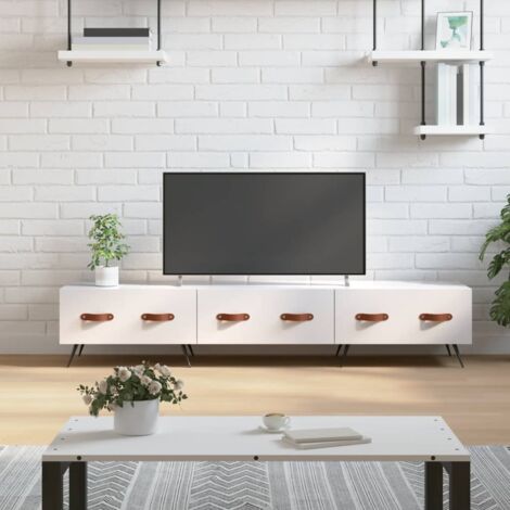 Meuble TV-Banc TV-Meuble Télé blanc brillant 150x36x30 cm bois d'ingénierie 415906 (1/5)