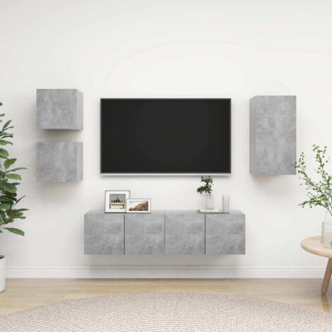 Ensemble de meubles TV 5 pcs-Banc TV-Meuble Télé Gris béton Bois d'ingénierie 923892 (1/5)