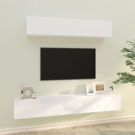 Ensemble de meubles TV 4 pcs-Banc TV-Meuble Télé Blanc Bois d'ingénierie 615541 (1/5)