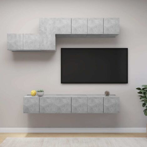 Ensemble de meubles TV 7 pcs-Banc TV-Meuble Télé Gris béton Bois d'ingénierie 864950 (1/5)