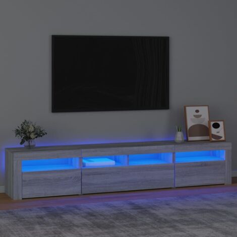 Meuble TV avec LED-Banc TV-Meuble Télé avec lumière LED Sonoma gris 210x35x40 cm 711736 (1/5)