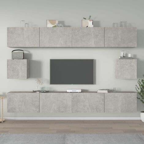 Ensemble de meubles TV 6 pcs-Banc TV-Meuble Télé Gris béton Bois d'ingénierie 665027 (1/5)