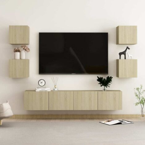 Ensemble de meubles TV 6 pcs-Banc TV-Meuble Télé Chêne sonoma Bois d'ingénierie 584842 (1/5)