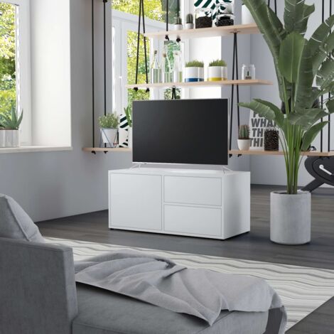 Meuble TV-Banc TV-Meuble Télé Blanc 80x34x36 cm Bois d'ingénierie 193271 (1/5)