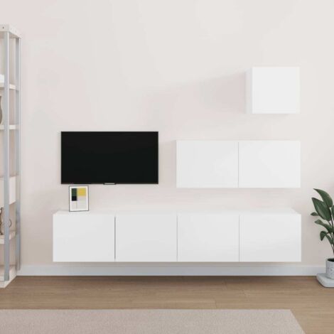 Ensemble de meubles TV 4 pcs-Banc TV-Meuble Télé Blanc Bois d'ingénierie 233364 (1/5)