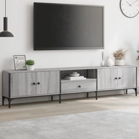 Meuble TV à tiroir-Banc TV-Meuble Télé sonoma gris 200x25x44 cm bois d'ingénierie 535309 (1/5)