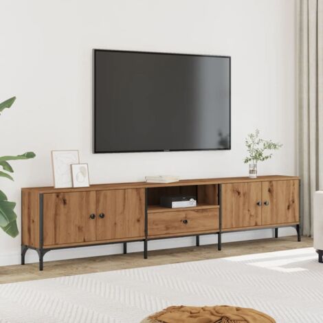 Meuble TV à tiroir-Banc TV-Meuble Télé chêne artisanal 200x25x44 cm bois ingénierie 763953 (1/5)