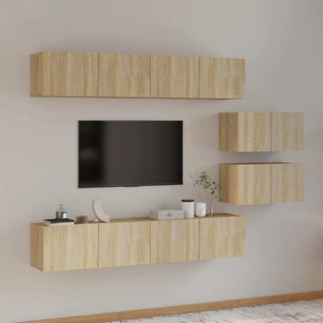 Ensemble de meubles TV 6 pcs-Banc TV-Meuble Télé Chêne sonoma Bois d'ingénierie 388811 (1/5)