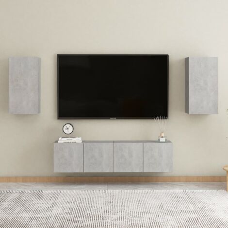 Ensemble de meubles TV 4 pcs-Banc TV-Meuble Télé Gris béton Bois d'ingénierie 519452 (1/5)