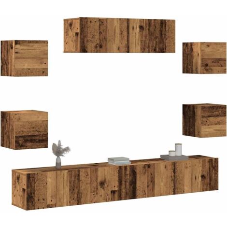 Ensemble de meuble TV mural 7 pcs-Banc TV-Meuble Télé vieux bois bois d'ingénierie 100672 (1/5)