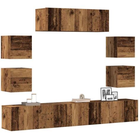 Ensemble de meuble TV mural 7 pcs-Banc TV-Meuble Télé vieux bois bois d'ingénierie 901594 (1/5)