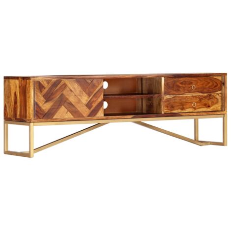 Meuble TV-Banc TV-Meuble Télé 140x30x45 cm Bois de Sesham massif 575665 (1/5)
