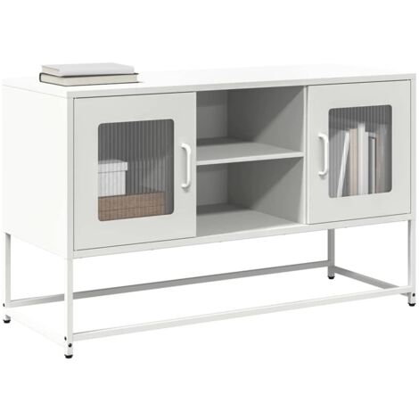 Meuble TV-Banc TV-Meuble Télé blanc 100,5x39x60,5 cm acier 760831 (1/5)