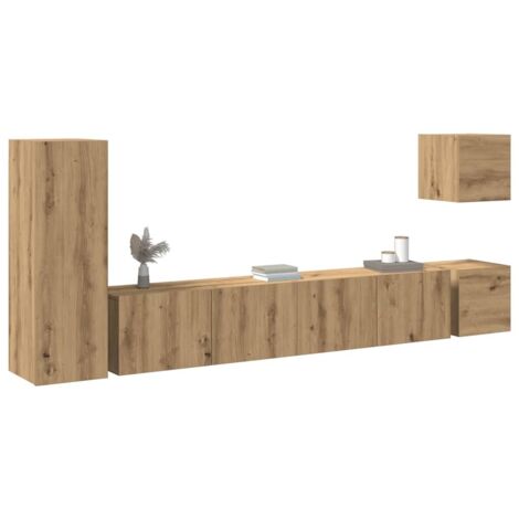 Ensemble de meuble TV mural 5 pcs-Banc TV-Meuble Télé chêne artisanal 764537 (1/5)