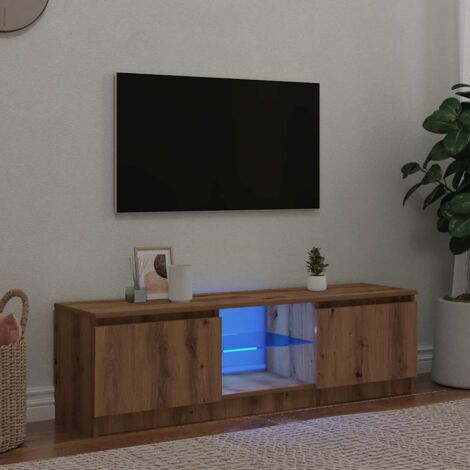 Meuble TV avec LED-Banc TV-Meuble Télé avec lumière LED chêne artisanal bois d'ingénierie 788736 (1/5)