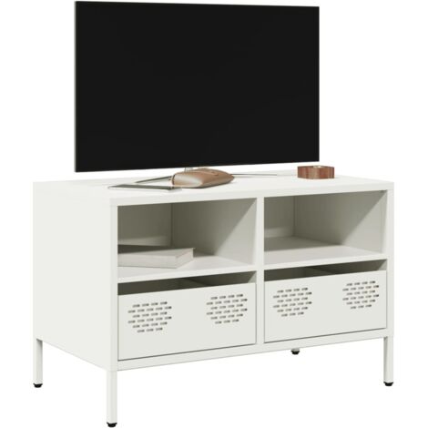 Meuble TV-Banc TV-Meuble Télé blanc 68x39x43,5 cm acier laminé à froid 180907 (1/5)