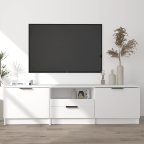 Meuble TV-Banc TV-Meuble Télé Blanc 140x35x40 cm Bois d'ingénierie 211057 (1/5)