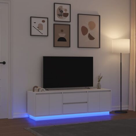 Meuble TV avec LED-Banc TV-Meuble Télé avec lumière LED blanc 160,5x41x50 cm 442806 (1/5)