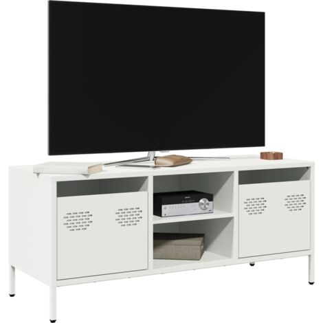 Meuble TV-Banc TV-Meuble Télé blanc 101,5x39x43,5 cm acier laminé à froid 956220 (1/5)